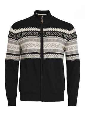 Chaps Mens 2XL Full Zip Christmas Sweater NWT Black Snowflake Mock Neck Cotton